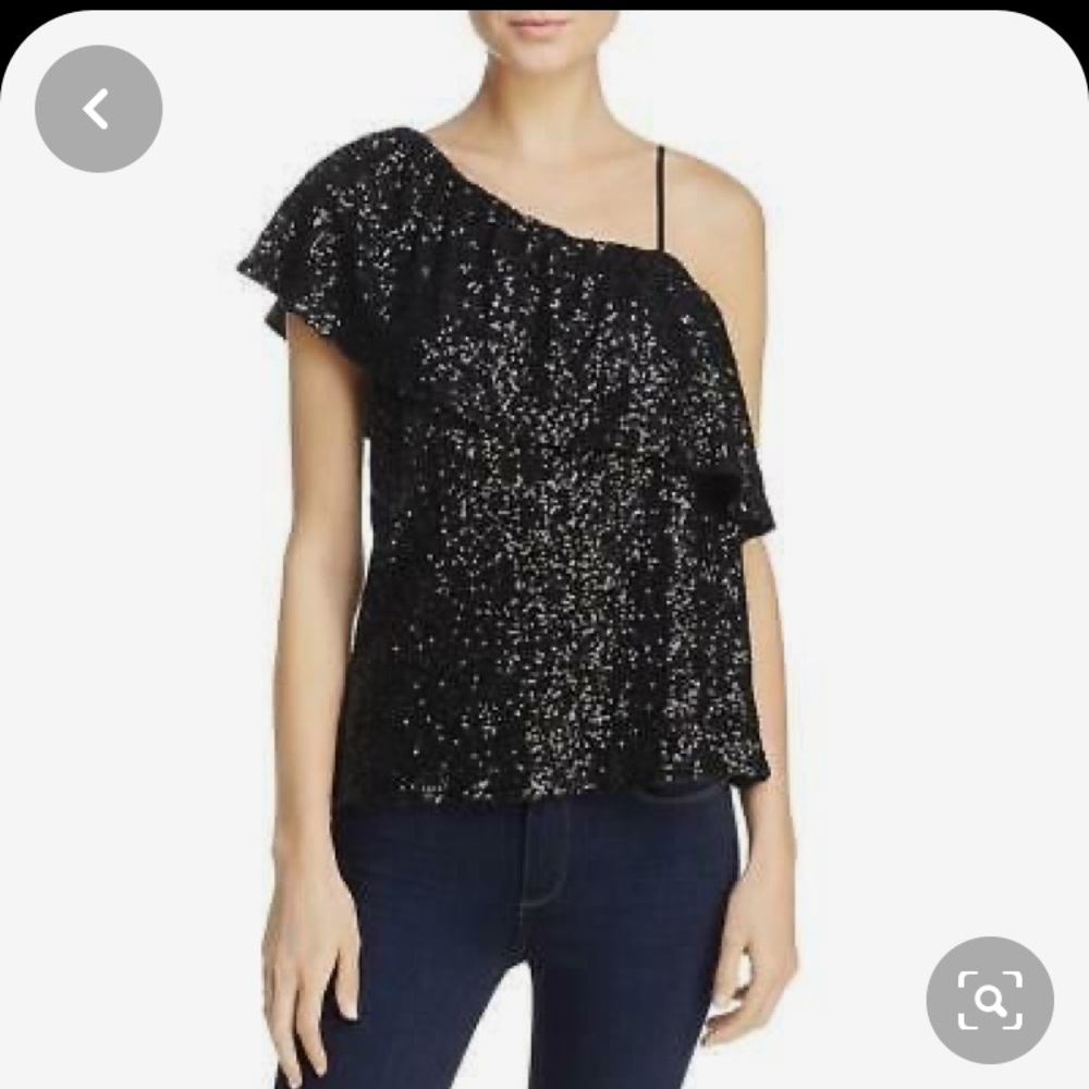 NWT BB Dakota one shoulder black sequin top
